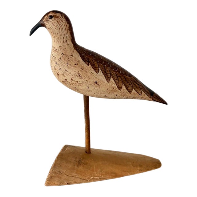 Vintage Hand Carved and Painted Wooden Shorebird, Folk Art For Sale