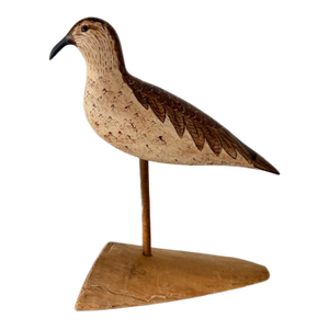 Vintage Hand Carved and Painted Wooden Shorebird, Folk Art