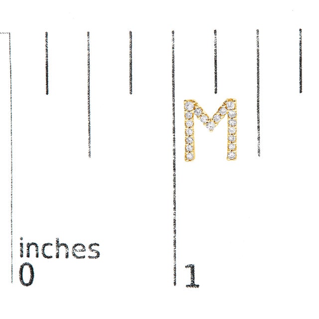 Early 21st Century 10K Yellow Gold 1/10 Cttw Diamond 'M' Initial Stud Earring For Sale - Image 5 of 5