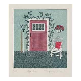 1980s Kathy Johnson Mitcham Cottage Door Color Etching For Sale