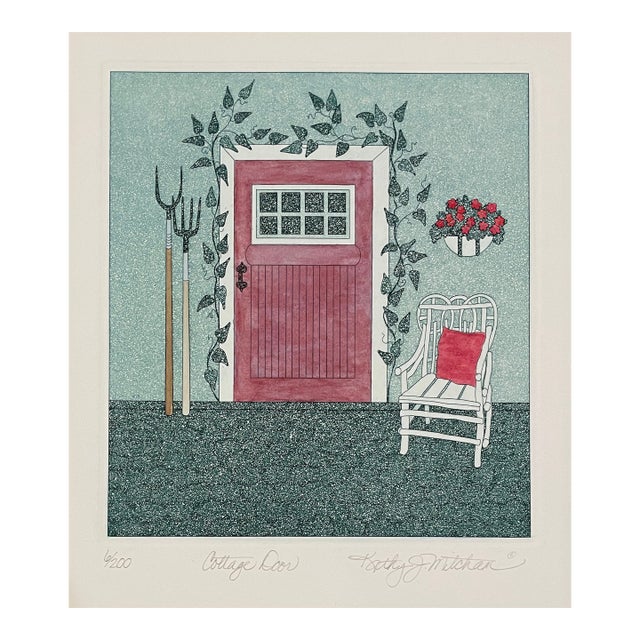 1980s Kathy Johnson Mitcham Cottage Door Color Etching For Sale
