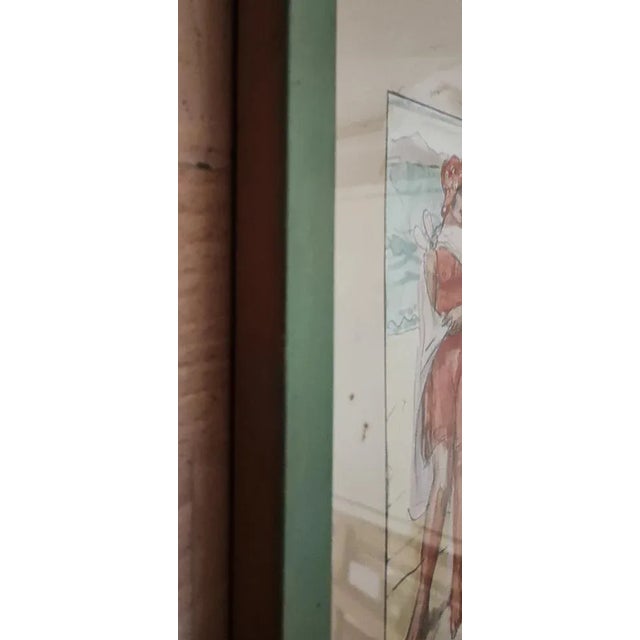 Armand Cacheux, Retour de baignade à la plage, Watercolor and Crayon on Paper, Framed For Sale - Image 6 of 9