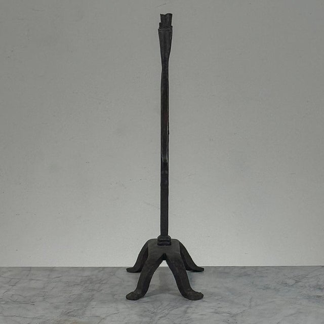 Mid-Century French Brutalist Hand-Forged Iron Seven-Light Candelabrum For Sale In Dallas - Image 6 of 16