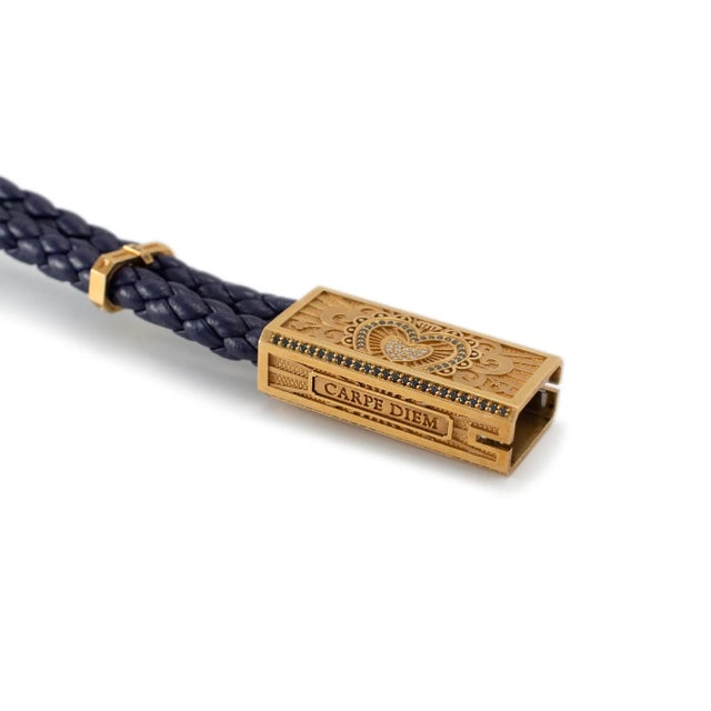 Gold Sword Limited Blue Carpe Diem 18k Yellow Gold Titanium Heart Diamond Bracelet For Sale - Image 8 of 10