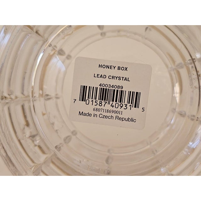 Glass Waterford Marquis Crystal Honey Box Jar With Goldtone Metal Bee - Original Label For Sale - Image 7 of 7