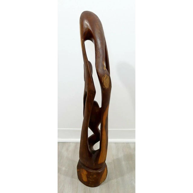 Wood Mid Century Modern Abstract Figurative Wood Carving Floor Sculpture For Sale - Image 7 of 10