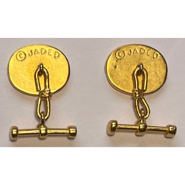 Mediterranean Handmade Maple Leaf 21kt Gold-Plate Cuff Links by Jaded Nyc For Sale - Image 3 of 4