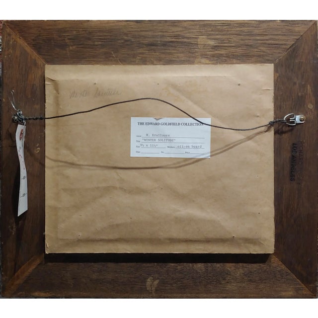 1900s "Winter Solitude by the Creek Landscape" Oil Painting by William Krullaars For Sale - Image 9 of 10