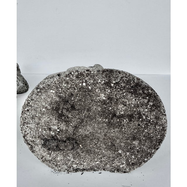 Composition Stone Garden Rabbit Sculptures With Weathered Patina, Pair For Sale - Image 10 of 14