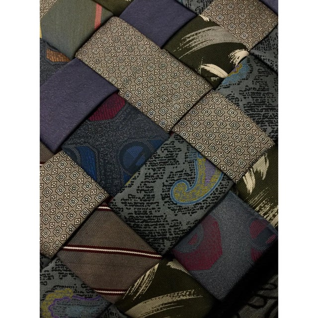 Vintage Artisan Silk Tie Accent Pillow For Sale - Image 10 of 12