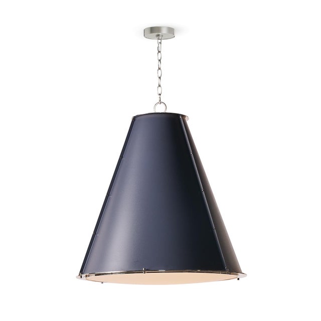 2020s French Maid Chandelier Large, Blue and Polished Nickel For Sale - Image 5 of 10