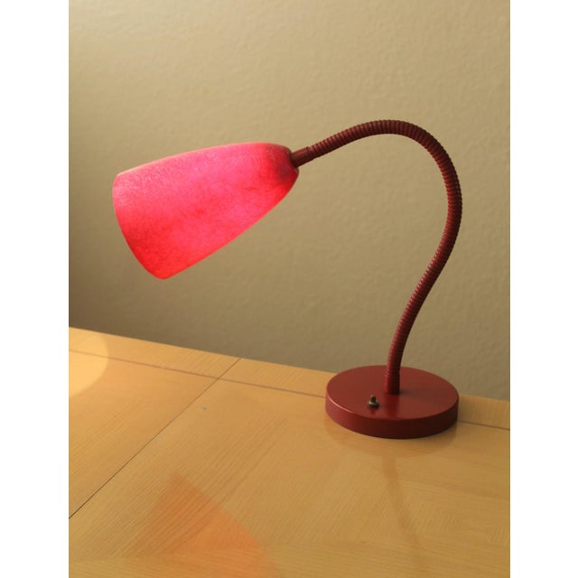Mid-Century Modern 1950s Atomic Age Mid-Century Modern Red Fiberglass Lamp! Articulating Gooseneck Design For Sale - Image 3 of 7