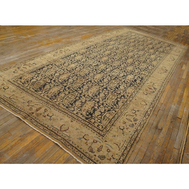 1900 - 1909 Wonderful Tan-Taupe Background Color With Lovely Paisely Pattern Antique Persian Moud Gallery Rug For Sale - Image 5 of 12
