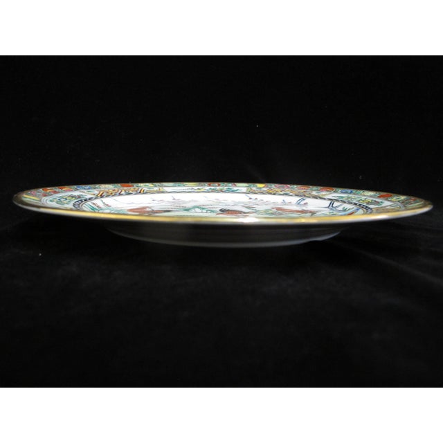 Japanese Porcelain Famille 5 Roosters Yellow Bird Fruit Medallion 10 1/4" Plate For Sale In Portland, OR - Image 6 of 8