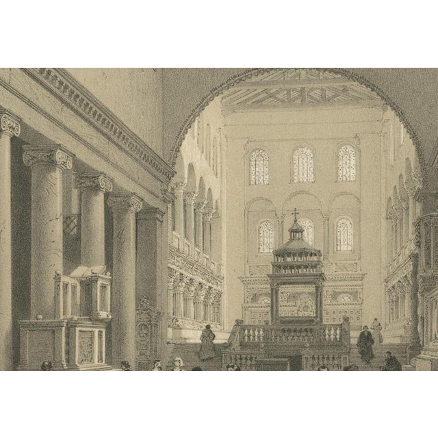 Paper After Bayot, Basilica of San Lorenzo Fuori Le Mura Interior, 1869, Lithograph For Sale - Image 7 of 12