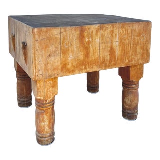 Vintage Monumental Butcher Block Table or Island by the Appleton Maple Block For Sale