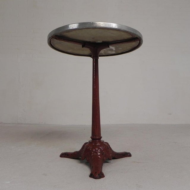 1920s Bistro Table with Cast Iron Legs and Marble Top, 1920s For Sale - Image 5 of 18