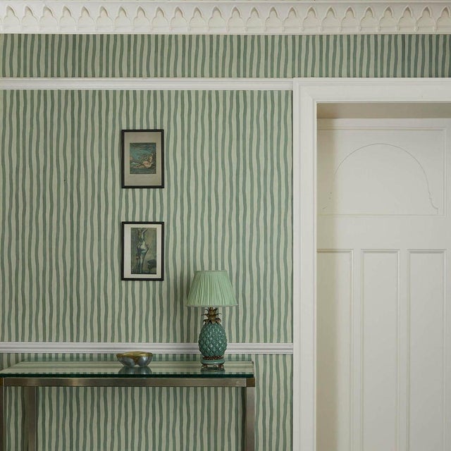 English ARTIST'S STRIPE Wallpaper - Opal Sample For Sale - Image 3 of 3