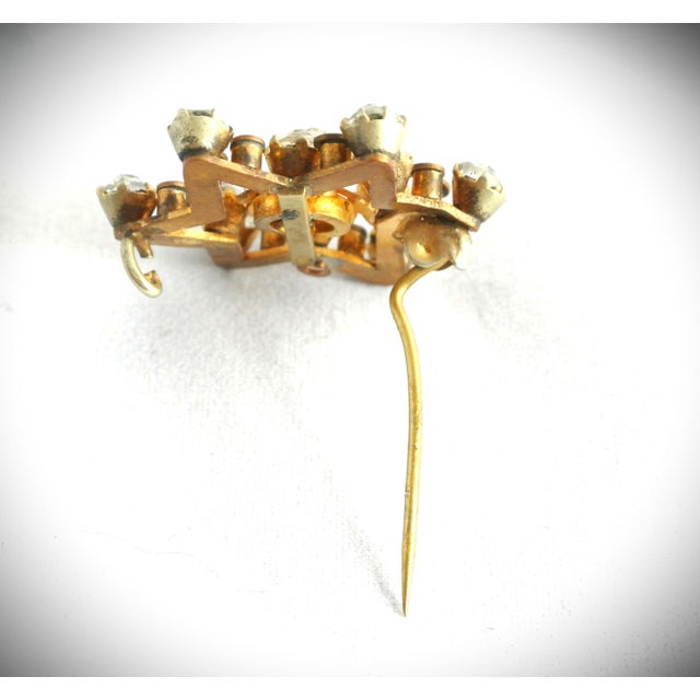 Transparent Antique 14k Top Gold and Crystal Star Pin For Sale - Image 8 of 9