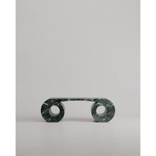 Contemporary Verde Notte Marble Stone Eye Bench by Esther Knopfler For Sale - Image 3 of 17