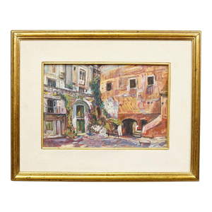 Alexander Michael Oil Painting of the Marketplace in S. Felice Circeo, 1983