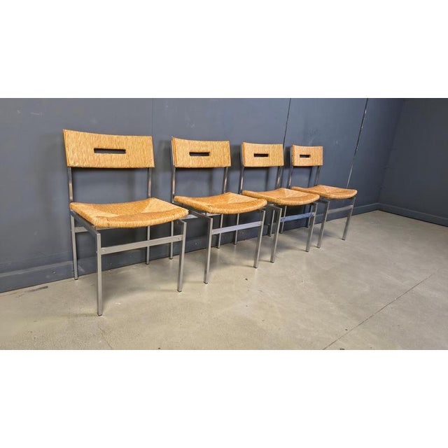 Belgian Wicker and Chrome Dining Chairs, 1970s, Set of 4 For Sale - Image 9 of 15