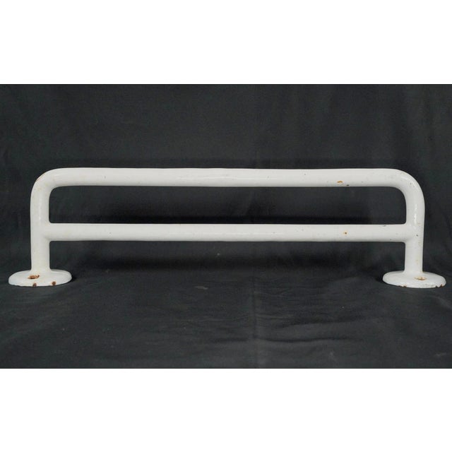 Vintage French White Enameled Cast Iron Double Towel Rack For Sale - Image 4 of 8