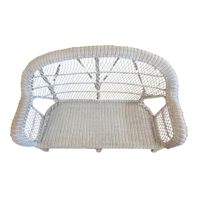 Victorian 1940s Victorian Wicker Rattan Sofa For Sale - Image 3 of 5