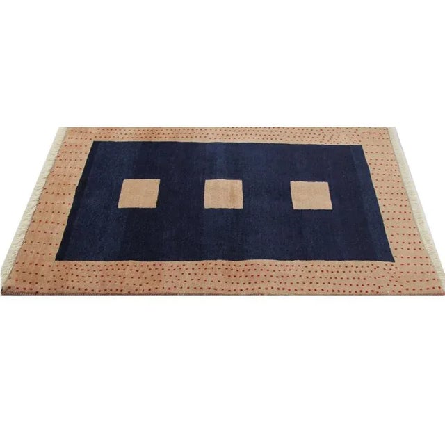 Textile Handwoven Gabbeh Area Rug 3'3"×4'11" For Sale - Image 7 of 9