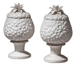 Lidded Pineapple Vases in Porcelain, 20th Century, Set of 2