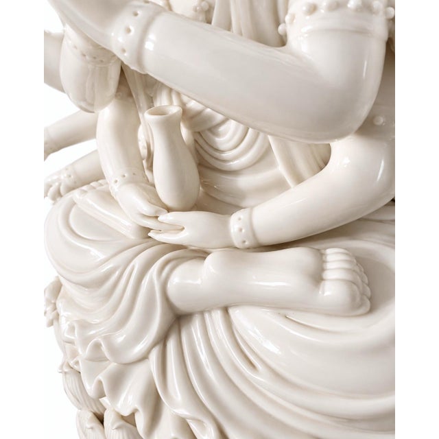 Early 20th Century Large Blanc-De-Chine-Style Multi-Armed Guanyin Porcelain Figure, 17 Inches For Sale In Richmond - Image 6 of 9
