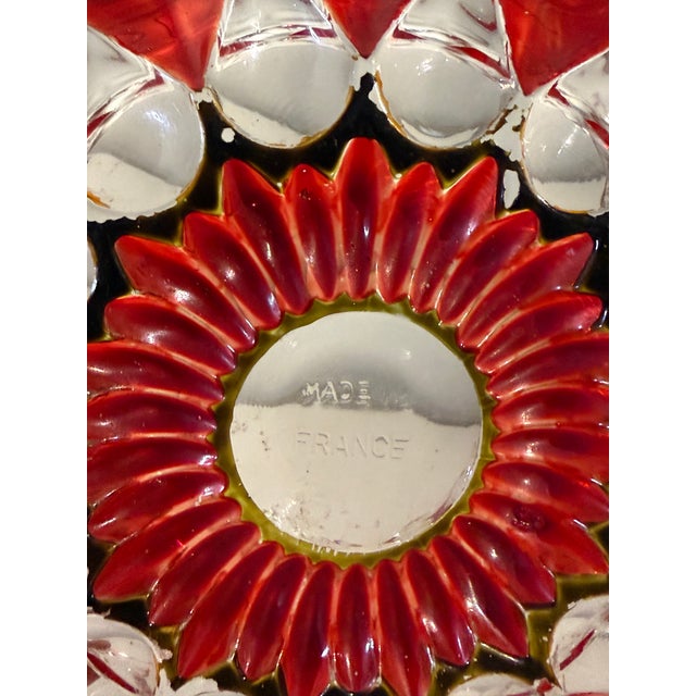 Vintage French Ruby Red & Clear Art Glass Ashtray With Dark Green Accent Detailing For Sale - Image 9 of 9