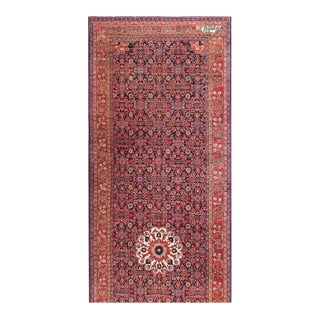 1860s Blue Navy Herati Antique n.w. Persian Long Gallery Rug Inscribed & Dated 1863 8' X 26'6" Handknotted Wool Carpet For Sale