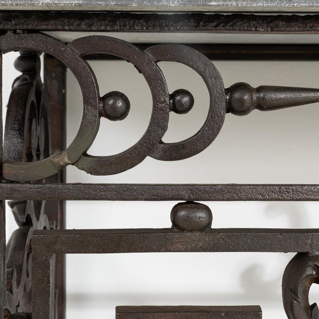Neoclassical Neoclassical Wrought Iron Console With Belgian Bluestone For Sale - Image 3 of 13