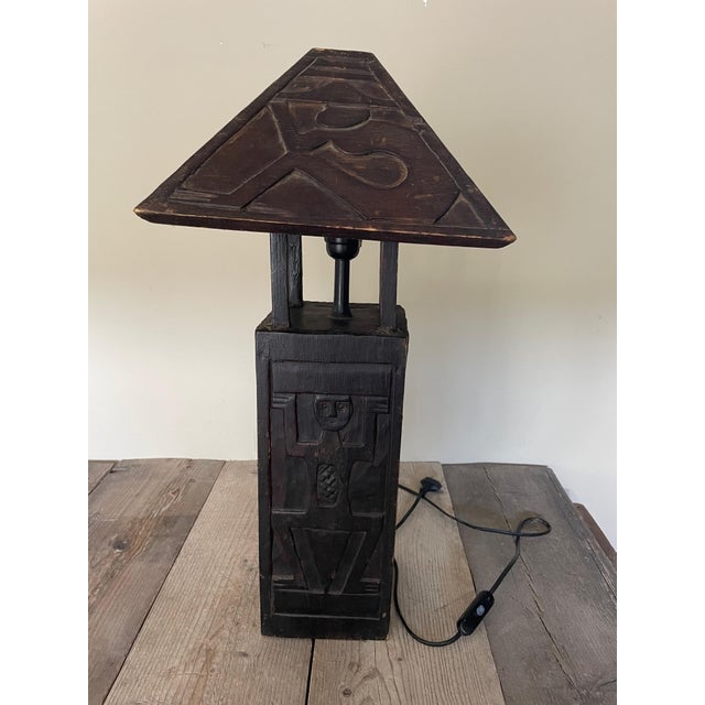 Wood Ethnic Wooden Table Lamp, 1970s For Sale - Image 7 of 7