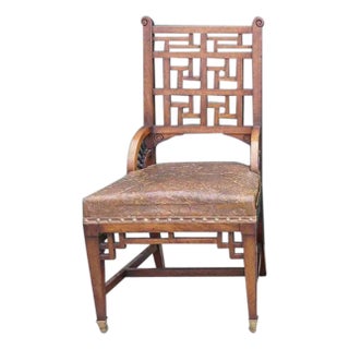 English Blyth & Sons Aesthetic Movement Mahogany and Leather Side Chair For Sale