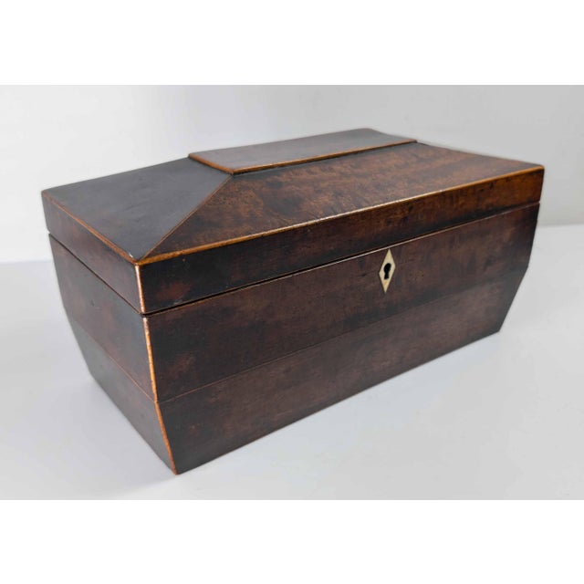 19th Century English Regency Sarcophagus Form Mahogany Tea Caddy Box For Sale - Image 4 of 18