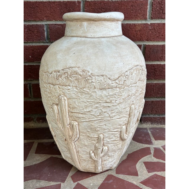 1980s Southwestern Cactus Plaster Floor Vase For Sale - Image 10 of 10