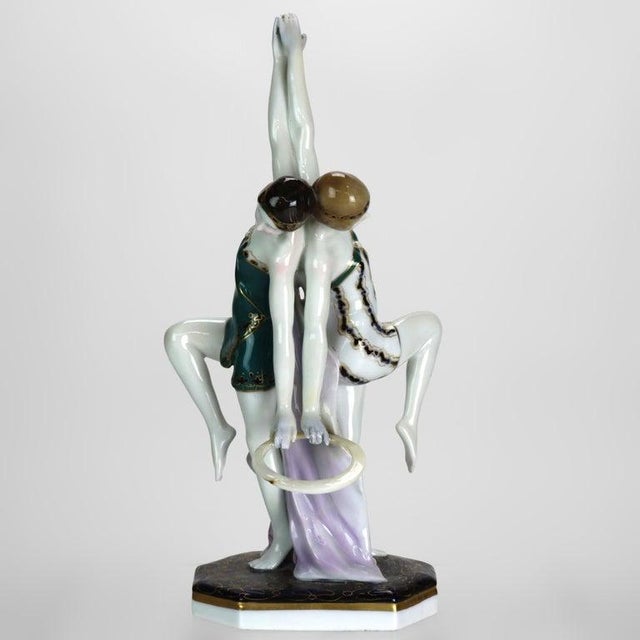 Art Deco German Art Deco Ens-Porzellan Volkstedt Porcelain Figurine of Dancers C1920 For Sale - Image 3 of 10