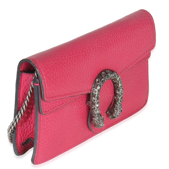 Contemporary Pink Dollar Calfskin Crystal Super Mini Dionysus Flap For Sale - Image 3 of 9