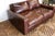 Restoration Hardware Restoration Hardware Brown Leather Two-Seat Sofa With Rich Patina For Sale - Image 4 of 18