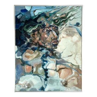 Vintage Boho Original Abstract Figurative on Canvas For Sale