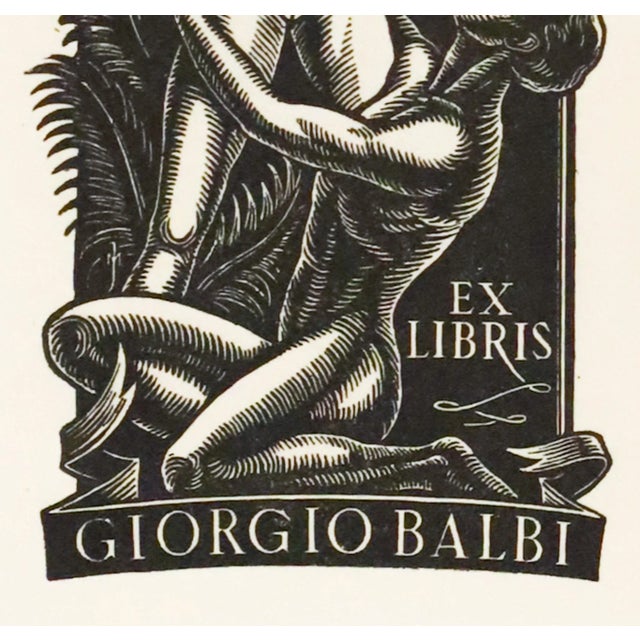 1950's Italian Engraving Bookplate (Ex Libris), Herz Men Herz (Matted) For Sale - Image 4 of 4
