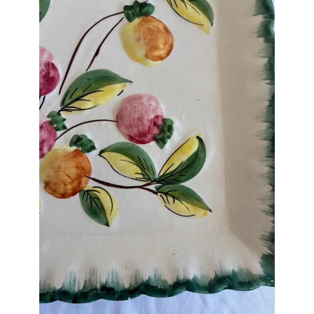 Vintage NSP Italy Hand-Painted Fruit Motif Square Plate For Sale - Image 9 of 11