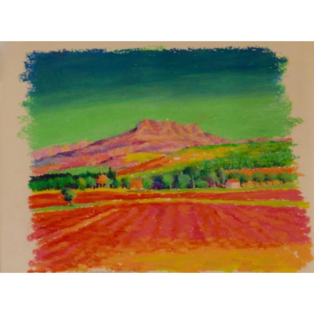 Provence, Early 21st Century, Oil Pastel of Landscape France by K.B. Hancock, 2000s For Sale - Image 4 of 4