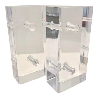 1980's Pair of Lucite Bookends For Sale