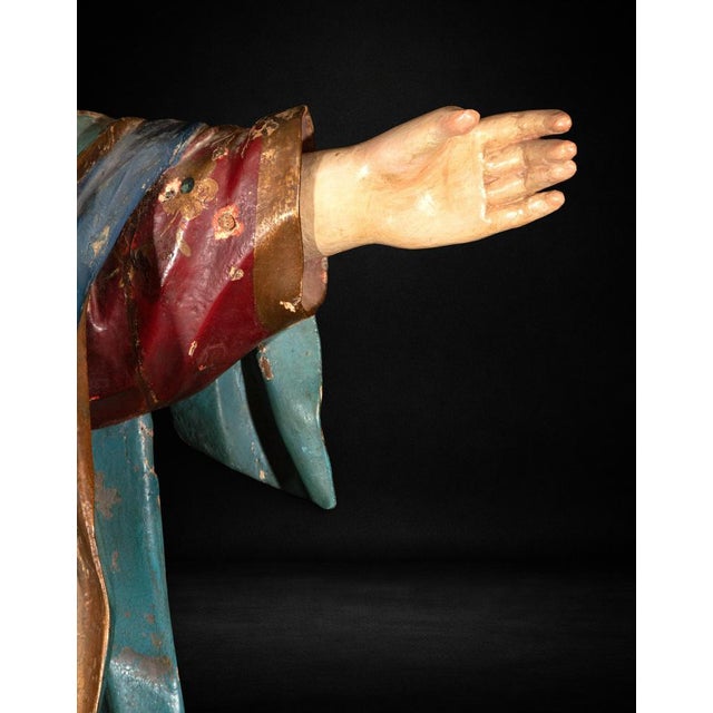 Late 18th Century Large Spanish Colonial Polychrome Virgin Mary, 1780 For Sale - Image 5 of 9