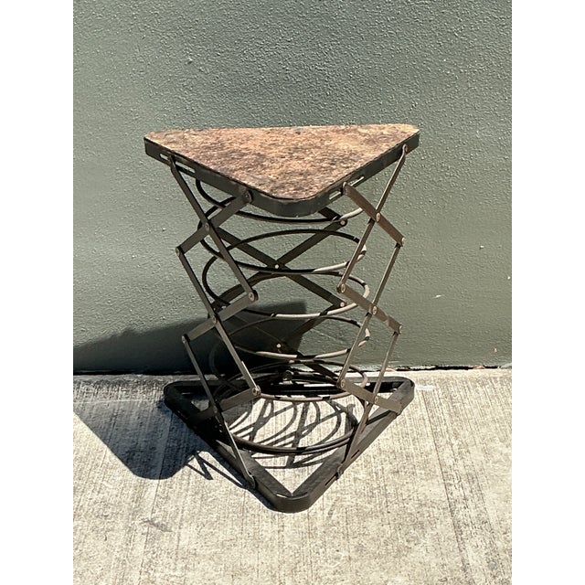 Vintage Industrial Metal and Stone Side Table For Sale - Image 4 of 12