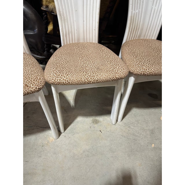 White 1970s Post Modern Art Deco Ribbon Chairs With Leopard Print- Set of 6 For Sale - Image 8 of 8
