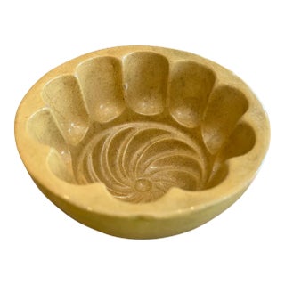 Small Antique Round Yellow Ware Pudding Mold Stamped For Sale